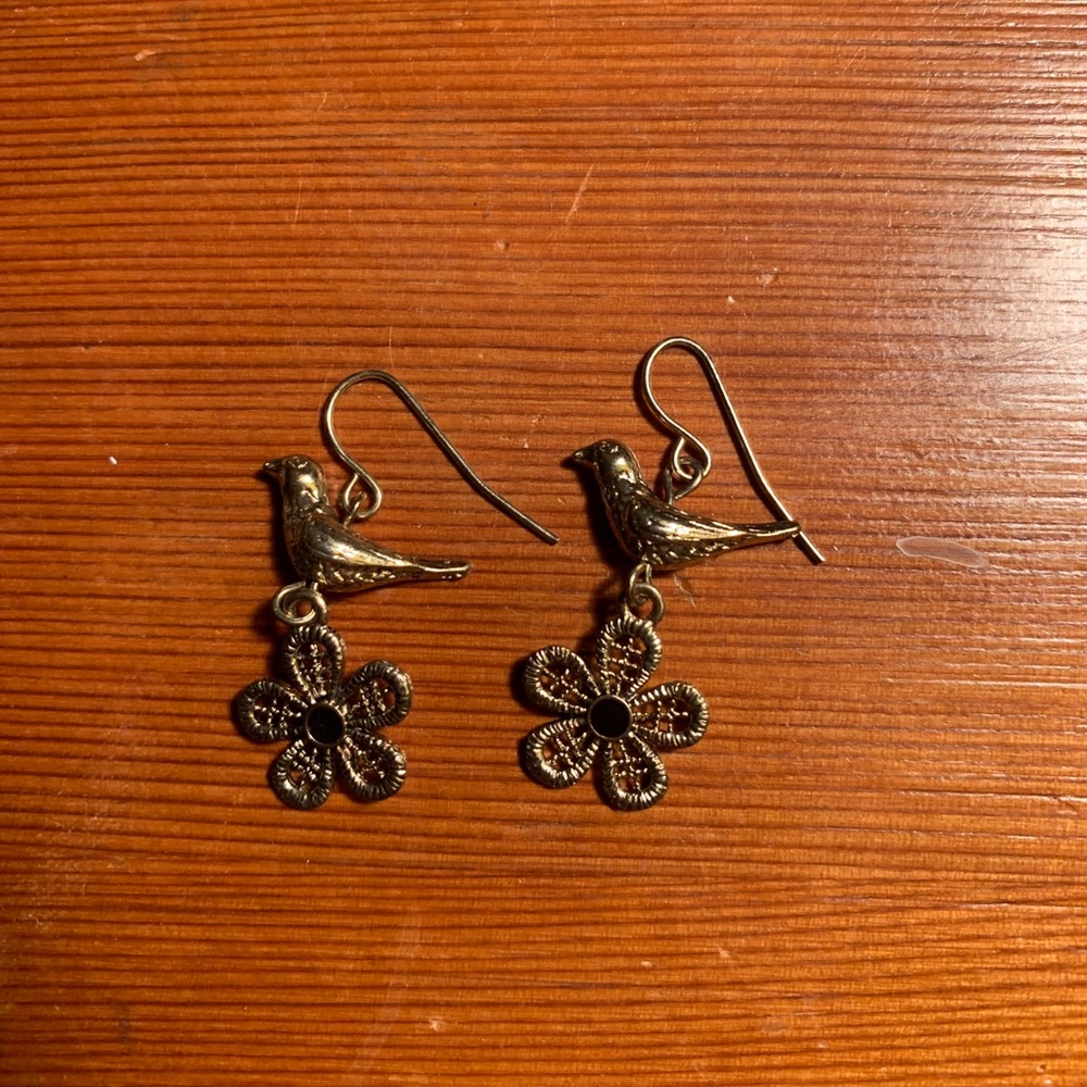 Bird & Flower Earrings